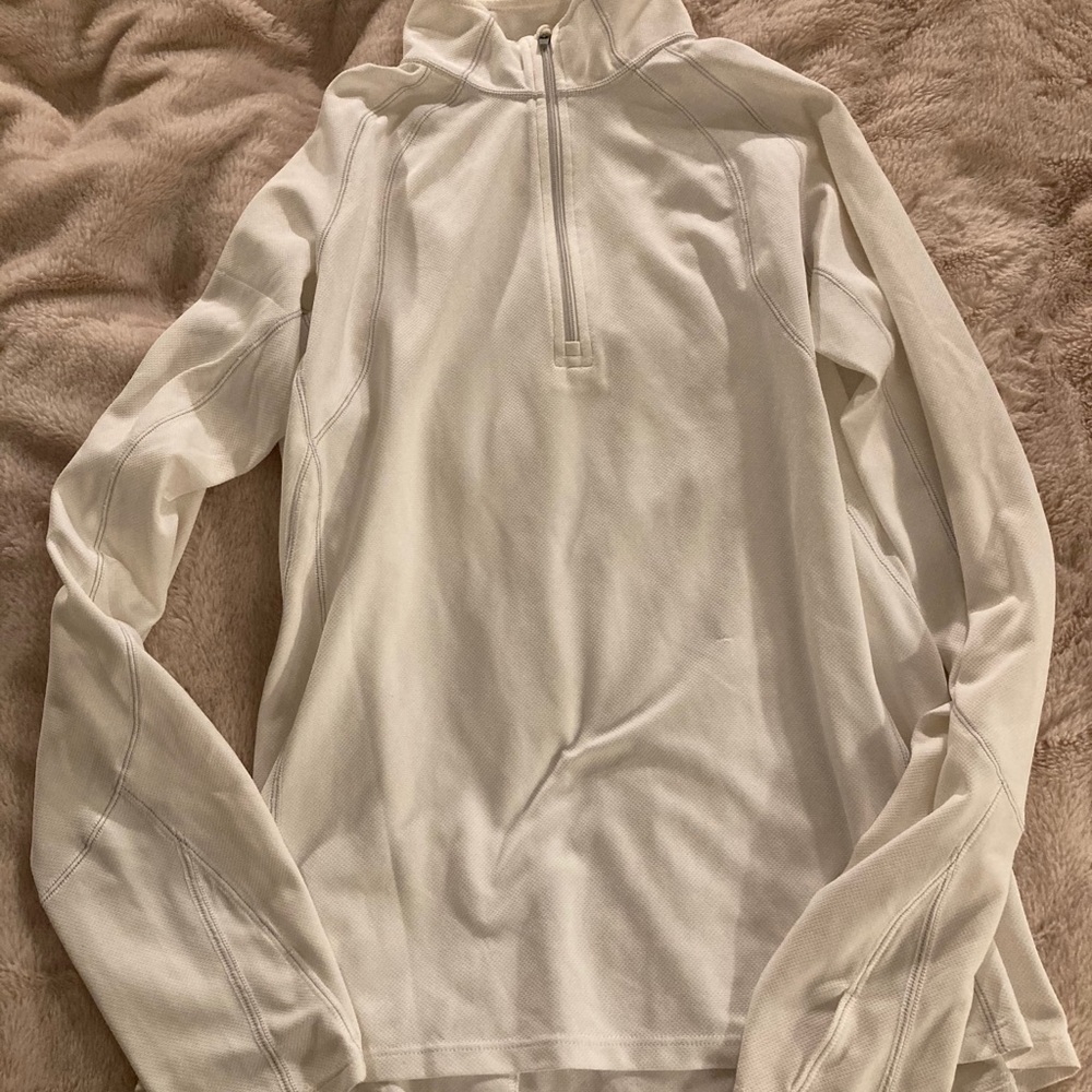 LLBean white quarter zip XS